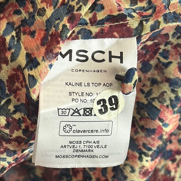 MSCH Copenhagen Kaline Floral Long Sleeve Side Smocked Blouse Size XL - Picture 8 of 10